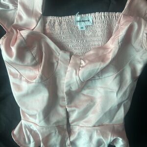 Superdown Light Pink Ruched Top